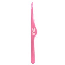 ZOLA Пинцет скошенный профессиональный для бровей LIGHT PINK