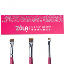 Профессиональный набор кистей для окрашивания бровей MAGIC BROW BRUSHES малиновый ZOLA