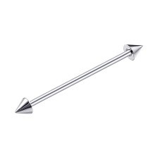 Титановая штанга индастриал Long Silver, 1.6×38 мм, конусы 5 мм